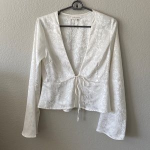 Satin tie front crop top